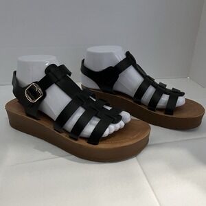 Rouge Helium Buckle Gladiator Sandals  Size 9 Black Man Made Materials